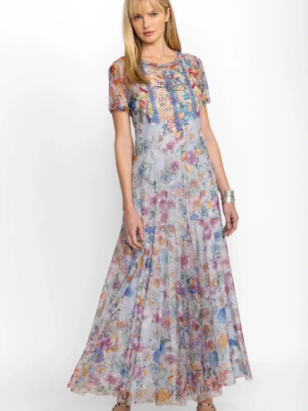 Johnny Was Flora Dance Maxi Mesh Dress size S